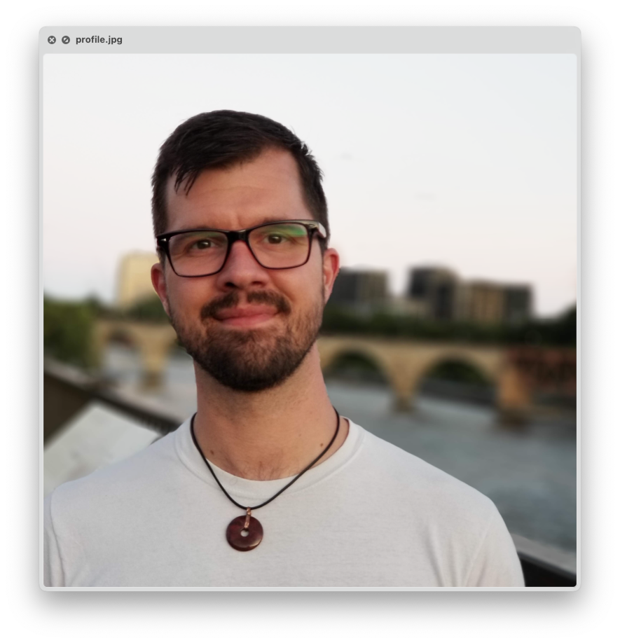 Nick Rosencrans smiling at dusk